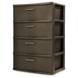 4 Drawer Wide Weave Tower (Color: Espresso)